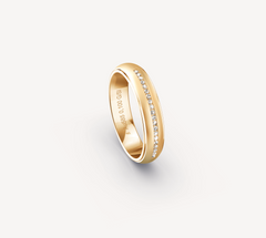 Fine Matt Band in 14K Apricot Gold with Diamond Inlay - 5mm