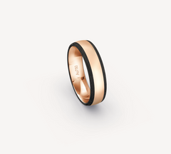 Fine Matt Band in 18K Rose Gold with Black Carbon Edges - 6mm