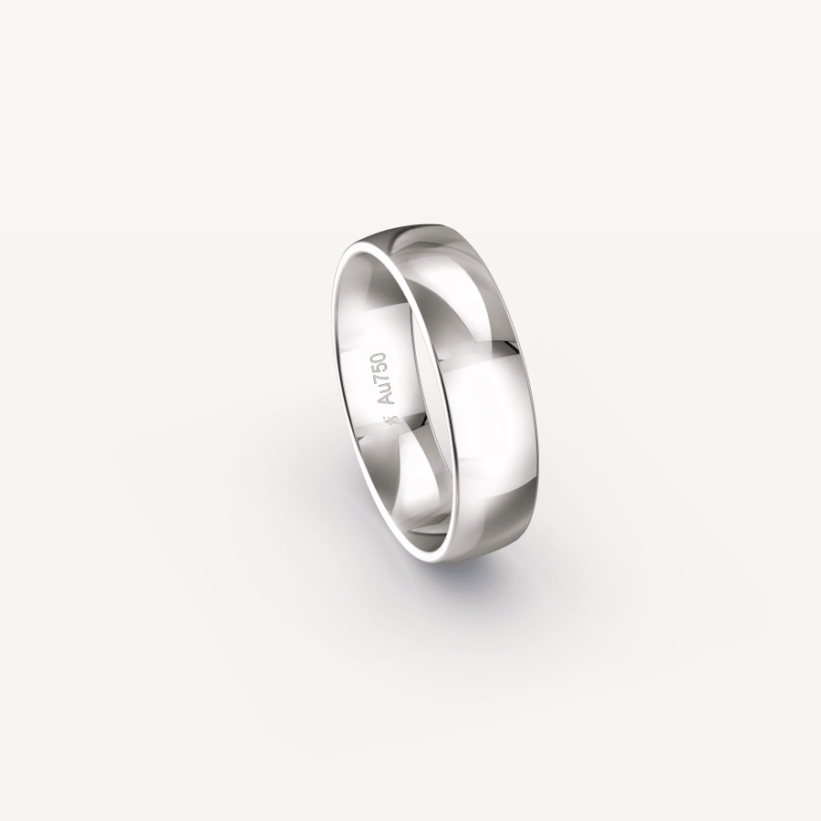 Polished Band in 18K White Gold - 6mm