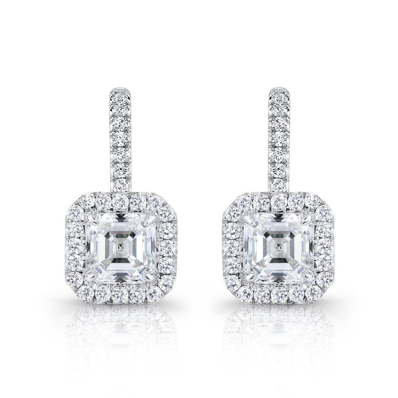 Asscher Cut Diamond Drop Earrings