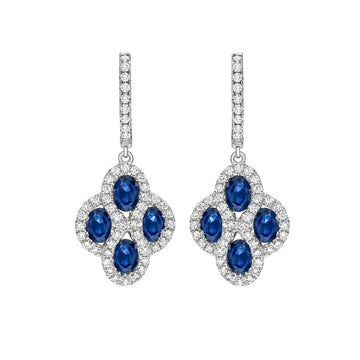 Vintage Oval Sapphire Drop Earrings