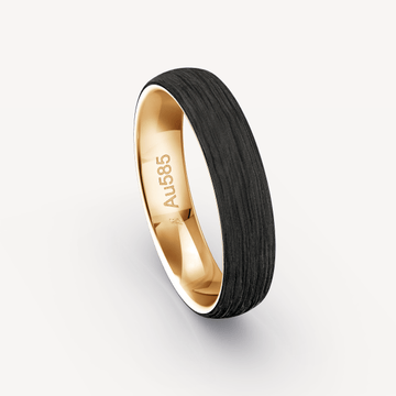 Carbon Wedding Band with Apricot Gold Inlay