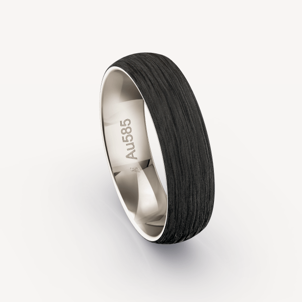 Carbon Wedding Band with Gray Gold Inlay