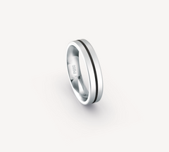 Fine Matt Band in Platinum with Black Carbon - 5mm